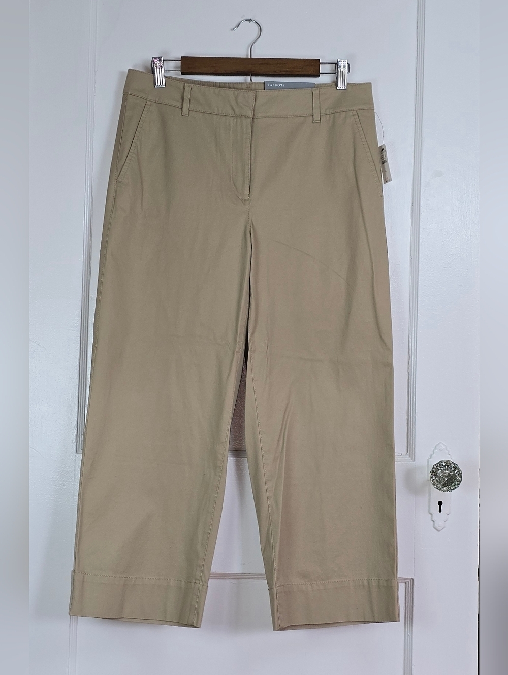 Talbots Khaki Wide Leg Cropped Pants 6